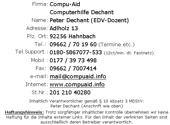 Peter Dechant, Adlholz 13, 92256 Hahnbach